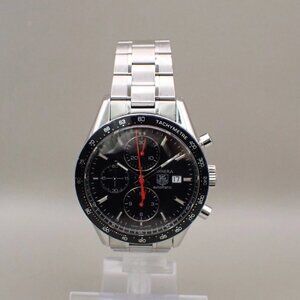 TAG HEUER Logo Carrera Date Chronograph Watch CV2014-2 Automatic SS 670LC521